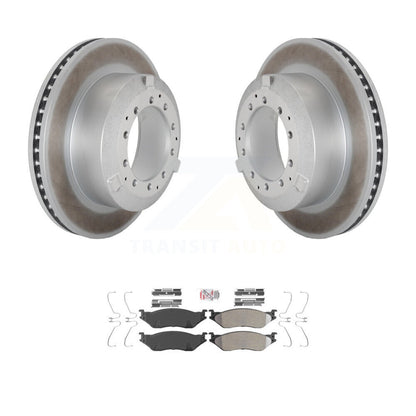 Coated Brake Rotor Semi-Metallic Pad Rear Kit For Ford F-450 Super Duty F-550 IC