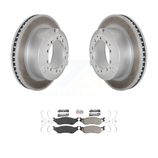Coated Brake Rotor Semi-Metallic Pad Rear Kit For Ford F-450 Super Duty F-550 IC