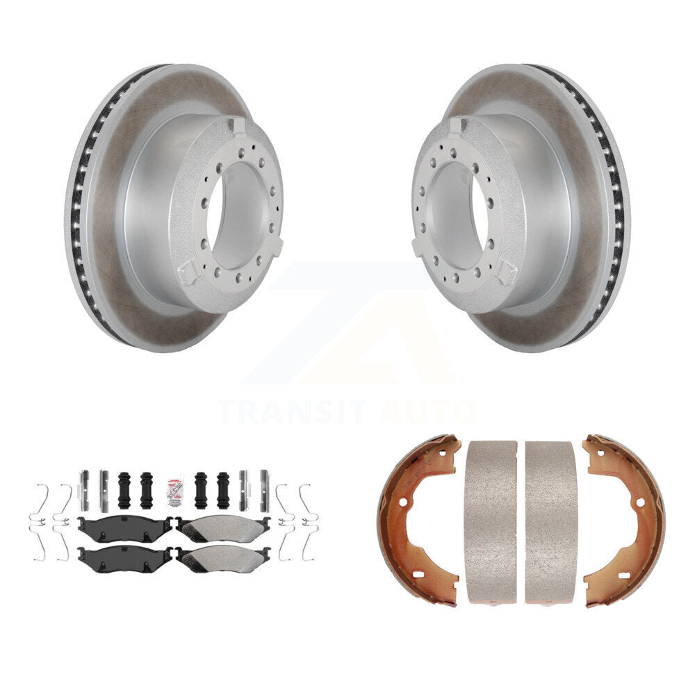 Disc Coated Rotors Semi-Metallic Pads Parking Shoes Rear Kit For Ford F-450 Duty