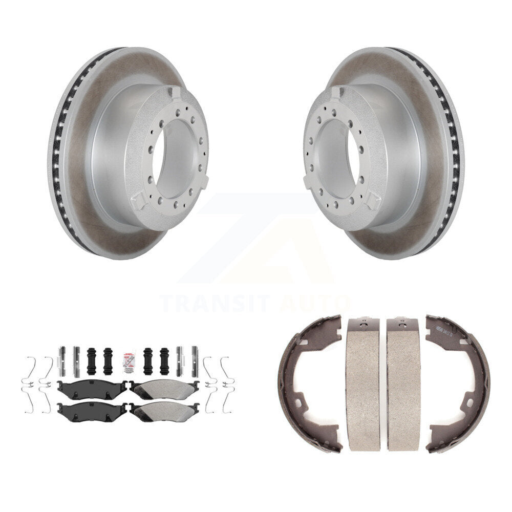 Disc Coated Rotors Semi-Metallic Pads Parking Shoes Rear Kit For Ford F-450 Duty