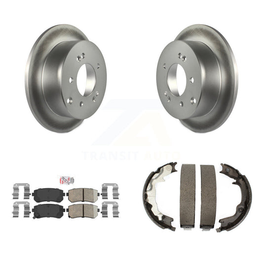 Disc Coated Rotors Ceramic Pads Parking Brake Shoes Rear Kit For Kia Forte Koup