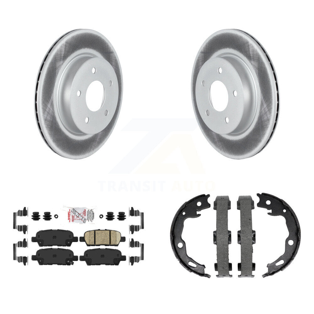 Disc Coated Rotors Ceramic Pads Parking Shoes Rear Kit For Nissan Qashqai Rogue