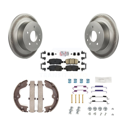 Disc Coated Rotors Ceramic Pads Parking Brake Shoes And Hardware Rear Kit For