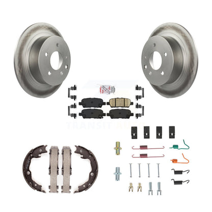 Disc Coated Rotors Ceramic Pads Parking Shoes Hardware Rear Kit For Nissan Juke