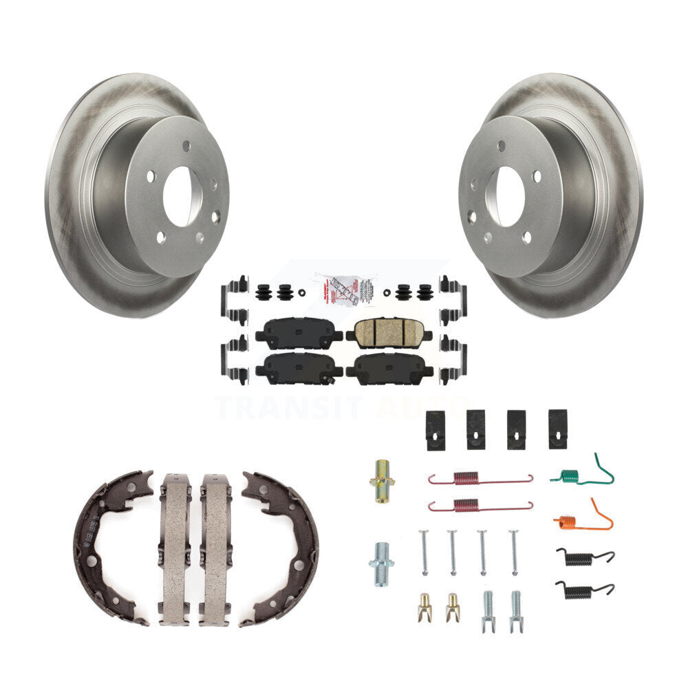 Disc Coated Rotors Ceramic Pads Parking Shoes Hardware Rear Kit For Nissan Juke