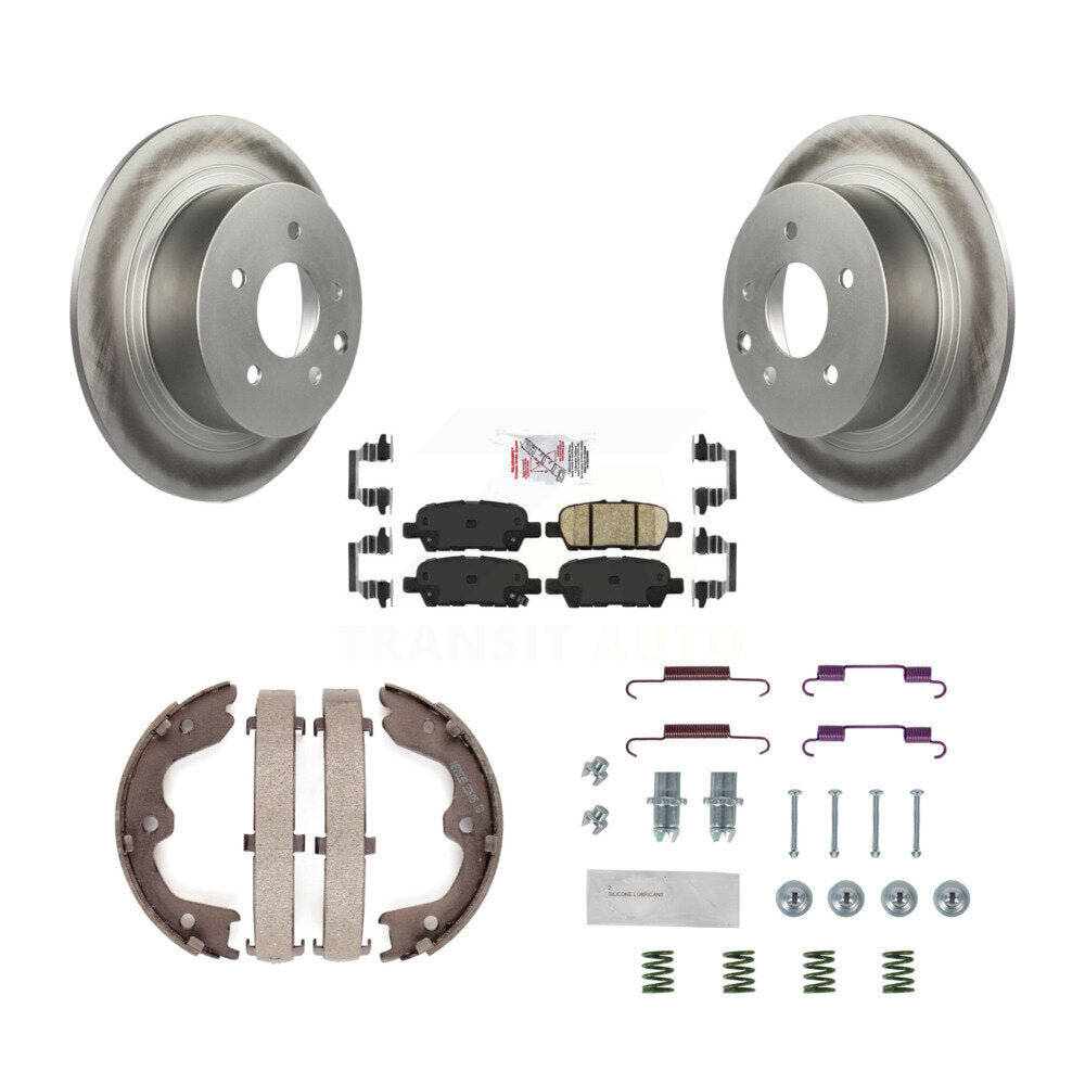 Disc Coated Rotors Ceramic Pads Parking Brake Shoes Hardware Rear Kit For Nissan