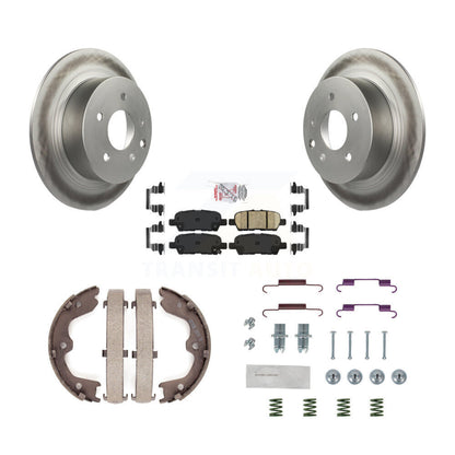 Disc Coated Rotors Ceramic Pads Parking Brake Shoes Hardware Rear Kit For Nissan
