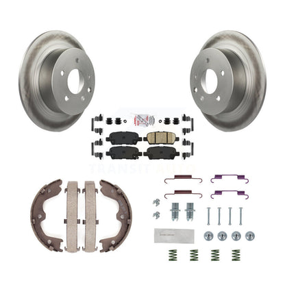 Disc Coated Rotors Ceramic Pads Parking Brake Shoes Hardware Rear Kit For Nissan