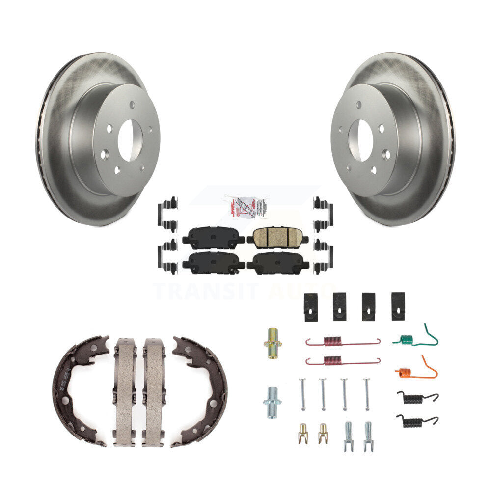 Disc Coated Rotors Ceramic Pads Parking Shoes Hardware Rear Kit For Nissan Rogue
