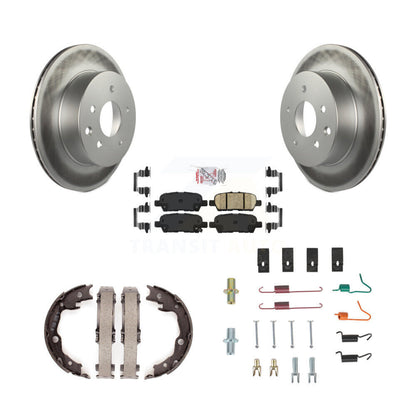 Disc Coated Rotors Ceramic Pads Parking Shoes Hardware Rear Kit For Nissan Rogue