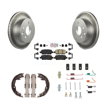 Disc Coated Rotors Ceramic Pads Parking Shoes Hardware Rear Kit For Nissan Rogue