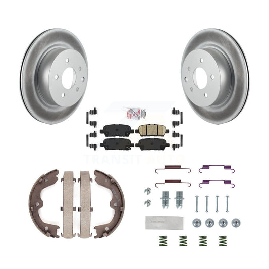 Disc Coated Rotors Ceramic Pads Parking Shoes Hardware Rear Kit For INFINITI G37