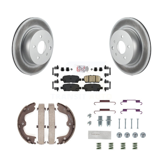 Disc Coated Rotors Ceramic Pads Parking Shoes Hardware Rear Kit For INFINITI G37