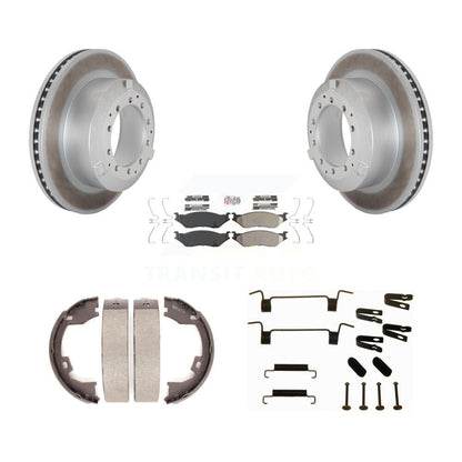 Disc Coated Rotors Semi-Metallic Pads Parking Shoes & Hardware Rear Kit For Ford