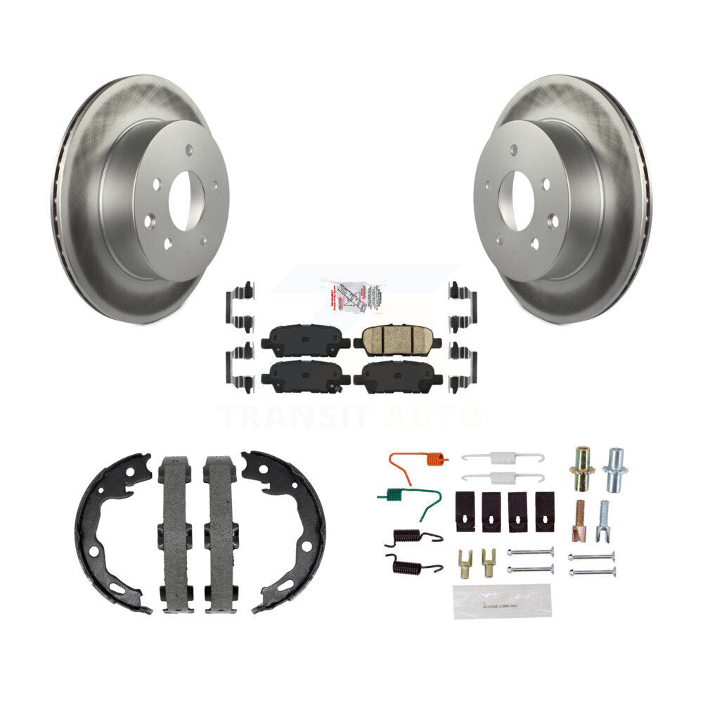 Disc Coated Rotors Ceramic Pads Parking Shoes Hardware Rear Kit For Nissan Rogue