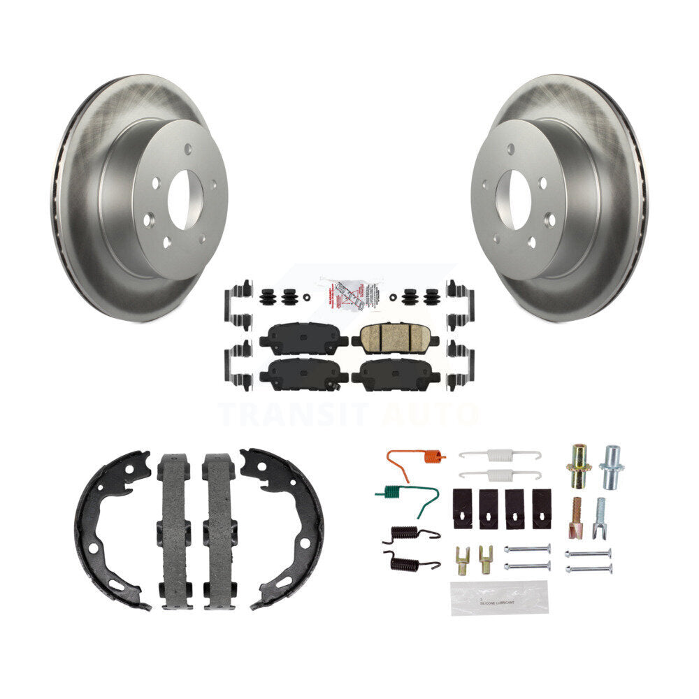 Disc Coated Rotors Ceramic Pads Parking Shoes Hardware Rear Kit For Nissan Rogue