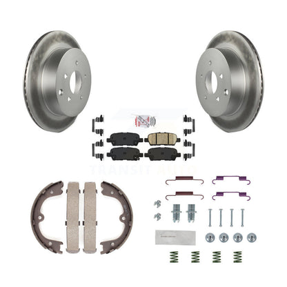 Disc Coated Rotors Ceramic Pads Parking Shoes & Hardware Rear Kit For Nissan Q50