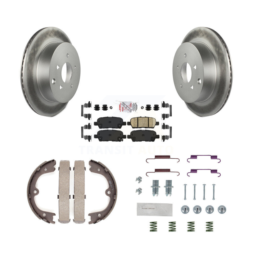 Disc Coated Rotors Ceramic Pads Parking Shoes & Hardware Rear Kit For Nissan Q50