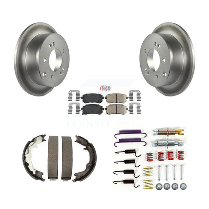 Disc Coated Rotors Ceramic Pads Parking Shoes & Hardware Rear Kit For Kia Forte