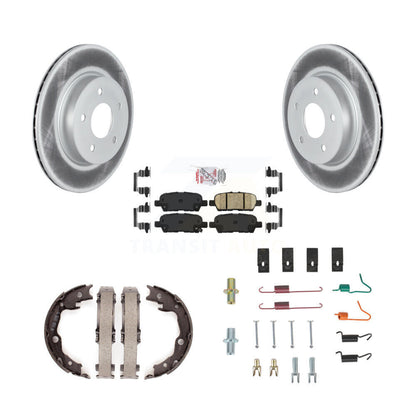 Disc Coated Rotors Ceramic Pads Parking Shoes Hardware Rear Kit For Nissan LEAF