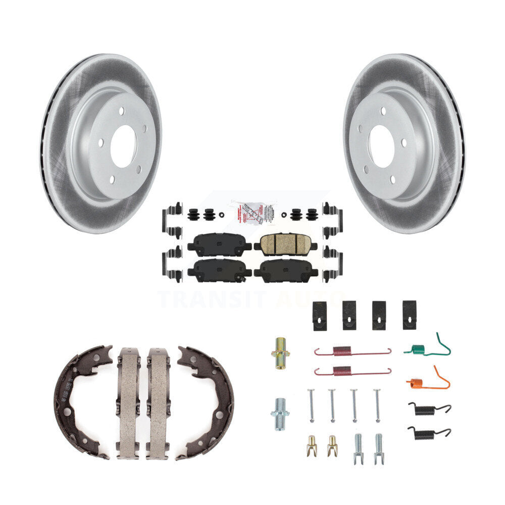 Disc Coated Rotors Ceramic Pads Parking Shoes Hardware Rear Kit For Nissan LEAF