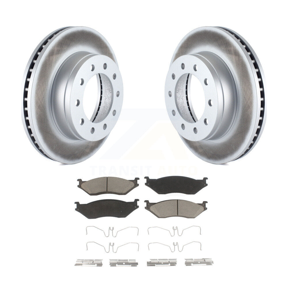Coated Brake Rotor & Ceramic Pad Front Kit For Ford F-450 Super Duty F-550 CF500