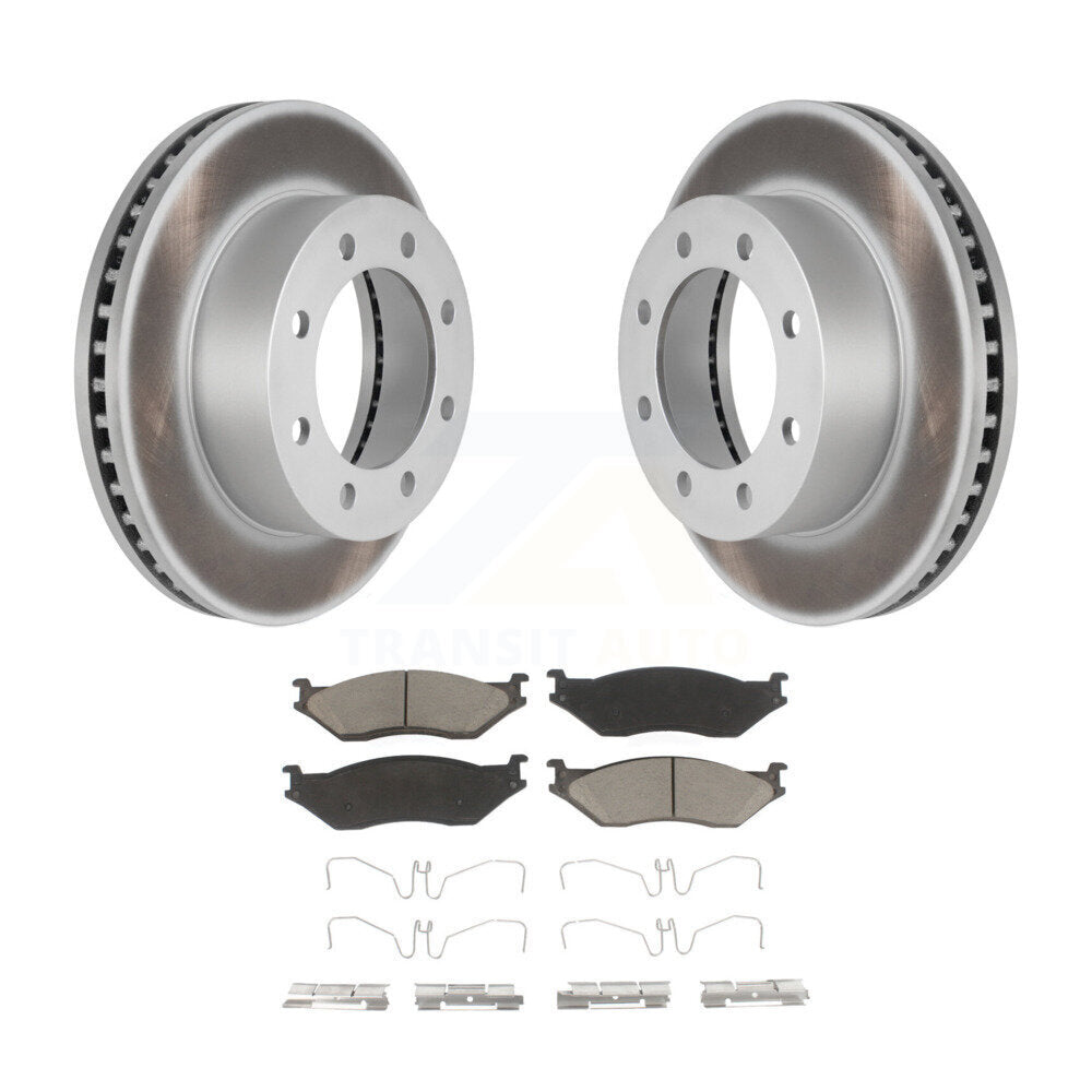 Coated Disc Brake Rotors And Ceramic Pads Front Kit For Ford F-450 Super Duty