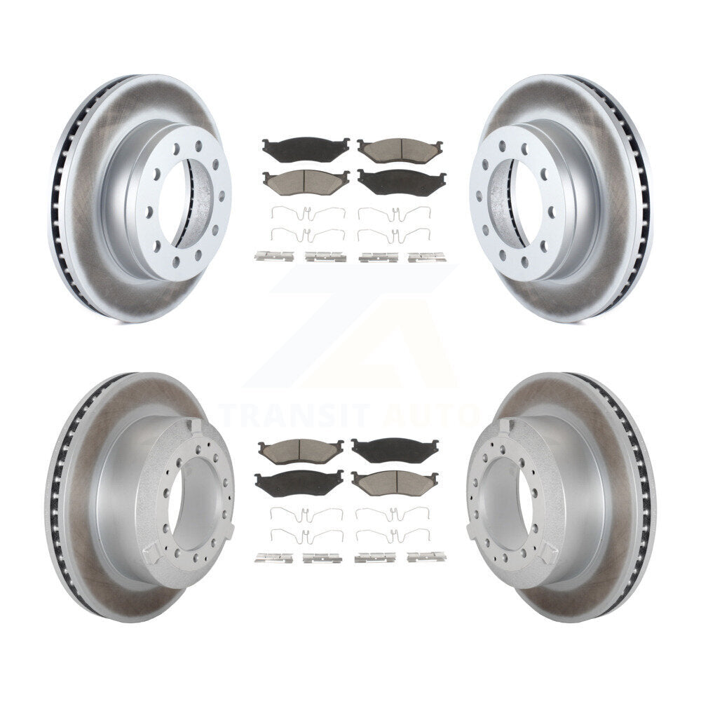 Coat Disc Brake Rotor Ceramic Pad Front Rear Kit For Ford F-450 Super Duty F-550