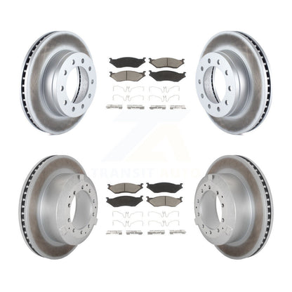 Coat Disc Brake Rotor Ceramic Pad Front Rear Kit For Ford F-450 Super Duty F-550