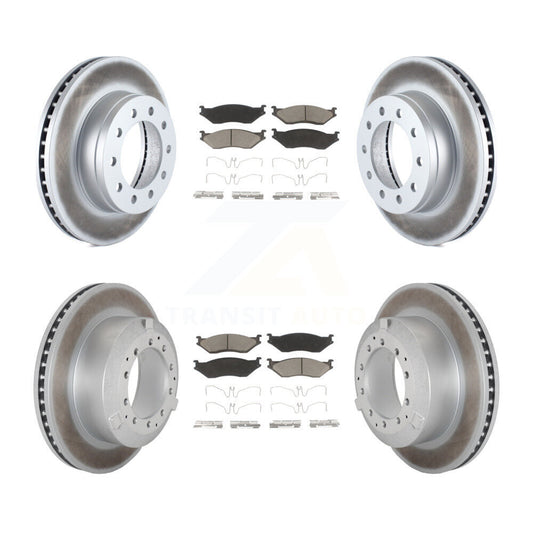 Coat Disc Brake Rotor Ceramic Pad Front Rear Kit For Ford F-450 Super Duty F-550