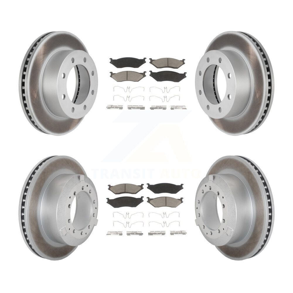 Coated Disc Brake Rotor And Ceramic Pad Front Rear Kit For Ford F-450 Super Duty