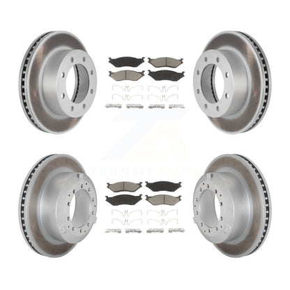 Coated Disc Brake Rotor And Ceramic Pad Front Rear Kit For Ford F-450 Super Duty