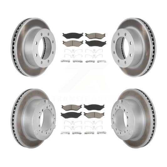 Coated Disc Brake Rotor And Ceramic Pad Front Rear Kit For Ford F-450 Super Duty
