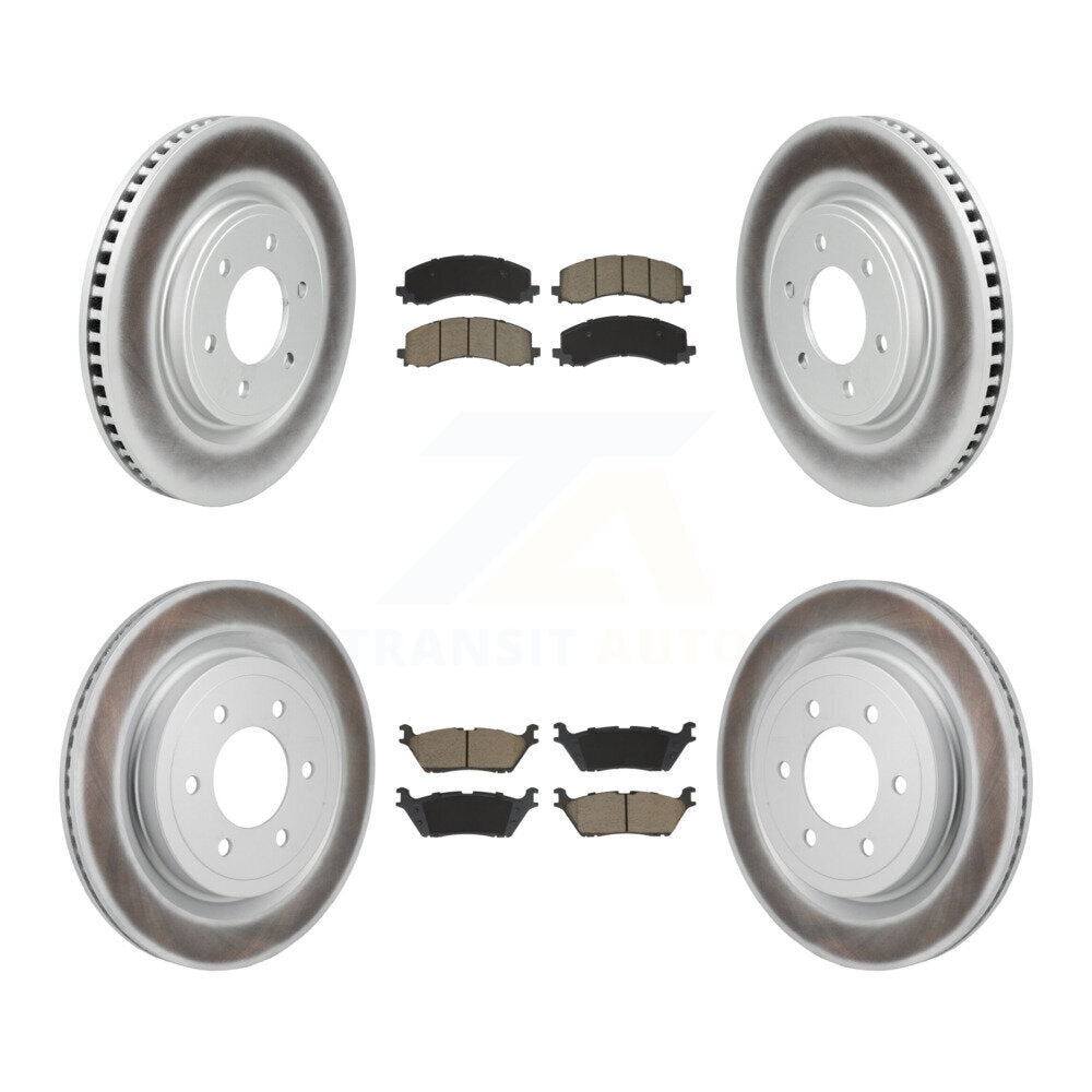 Coated Disc Brake Rotors And Ceramic Pad Front Rear Kit For Ford F-150 Lightning