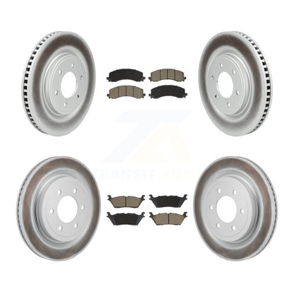 Coated Disc Brake Rotors And Ceramic Pad Front Rear Kit For Ford F-150 Lightning