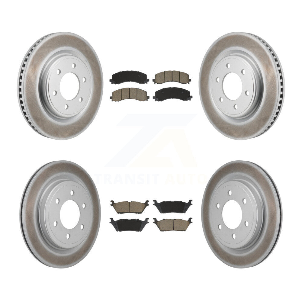 Coated Brake Rotors Ceramic Pad Front Rear Kit For Ford F-150 Expedition Lincoln