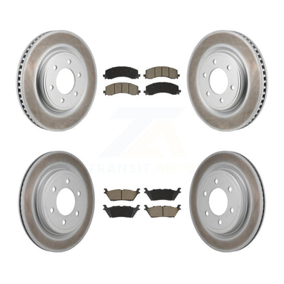 Coated Brake Rotors Ceramic Pad Front Rear Kit For Ford F-150 Expedition Lincoln