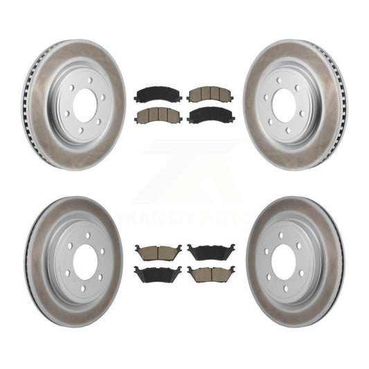 Coated Brake Rotors Ceramic Pad Front Rear Kit For Ford F-150 Expedition Lincoln