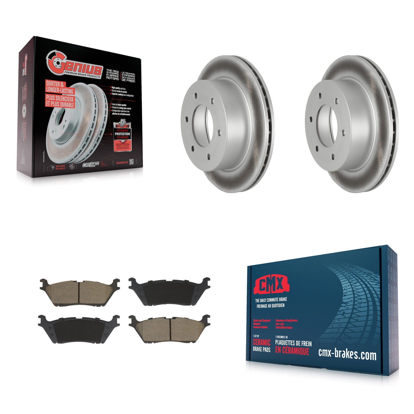 Coated Disc Brake Rotors And Ceramic Pad Rear Kit For 2022-2023 Ford Bronco 3.0L