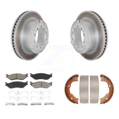 Disc Coated Rotors Ceramic Pads Parking Shoes Rear Kit For Ford F-450 Super Duty