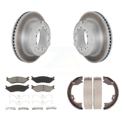 Disc Coated Rotors Ceramic Pads Parking Shoes Rear Kit For Ford F-450 Super Duty