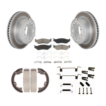 Disc Coated Rotors Ceramic Pads Parking Shoes & Hardware Rear Kit For Ford F-450