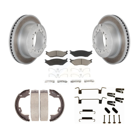 Disc Coated Rotors Ceramic Pads Parking Shoes & Hardware Rear Kit For Ford F-450