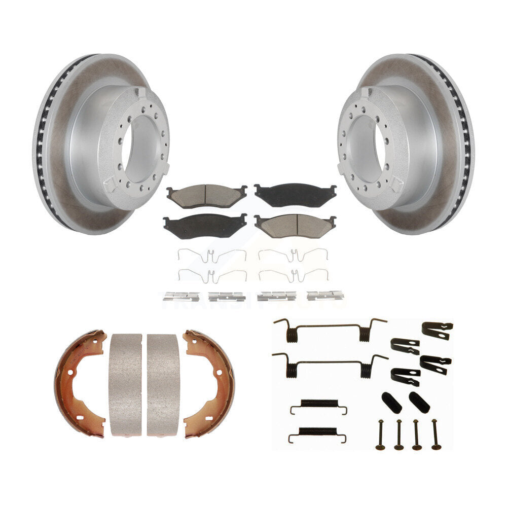 Disc Coated Rotors Ceramic Pads Parking Brake Shoes And Hardware Rear Kit For