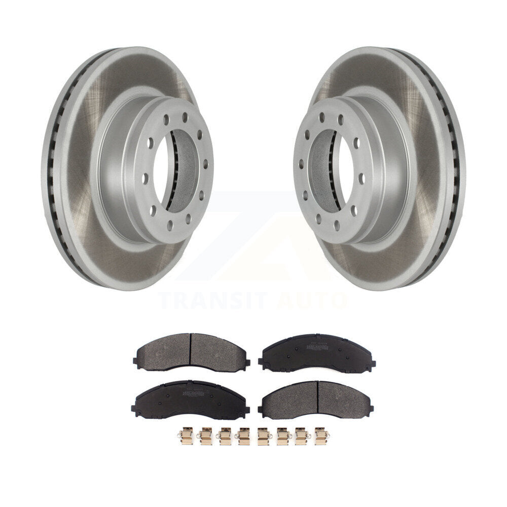 Coated Brake Rotor & Semi-Metallic Pad Front Kit For Ford F-450 Super Duty F-550