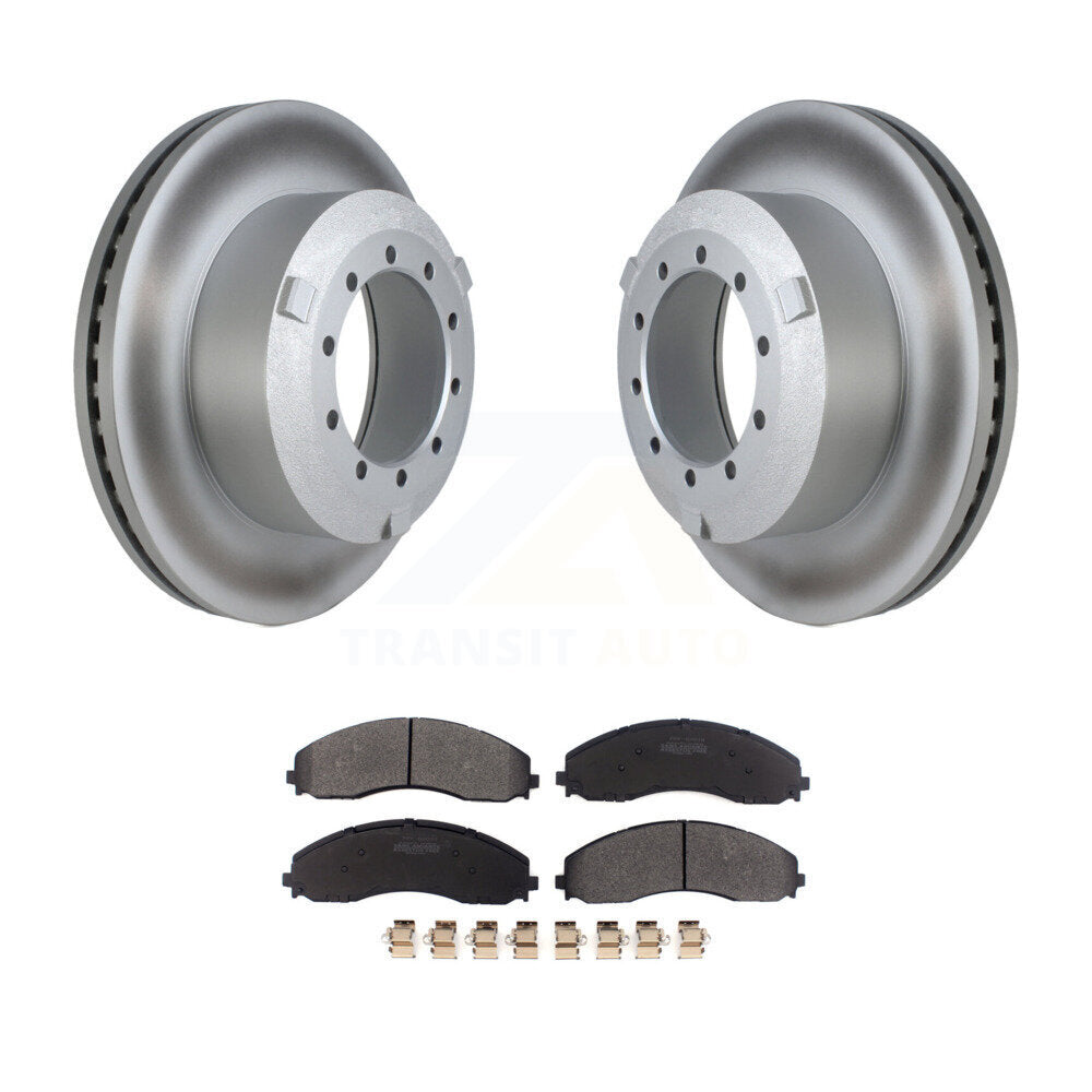 Coat Disc Brake Rotor Semi-Metallic Pad Rear Kit For Ford F-450 Super Duty F-550