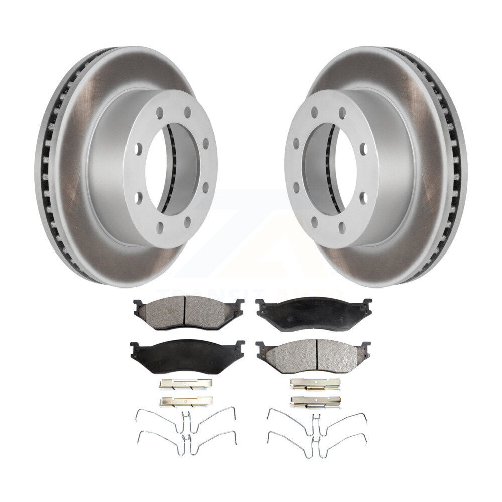 Coated Disc Brake Rotors & Semi-Metallic Pad Front Kit For Ford F-450 Super Duty