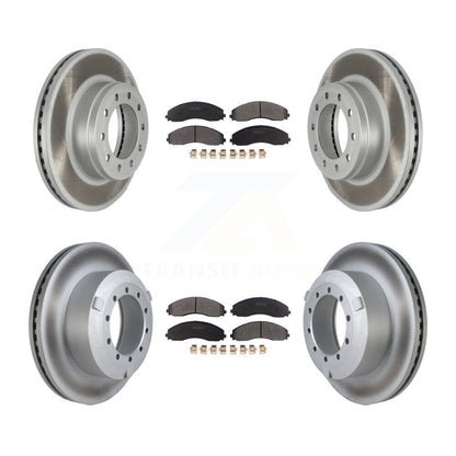 Coat Disc Brake Rotor Semi-Metallic Pad Front Rear Kit For Ford F-450 Super Duty