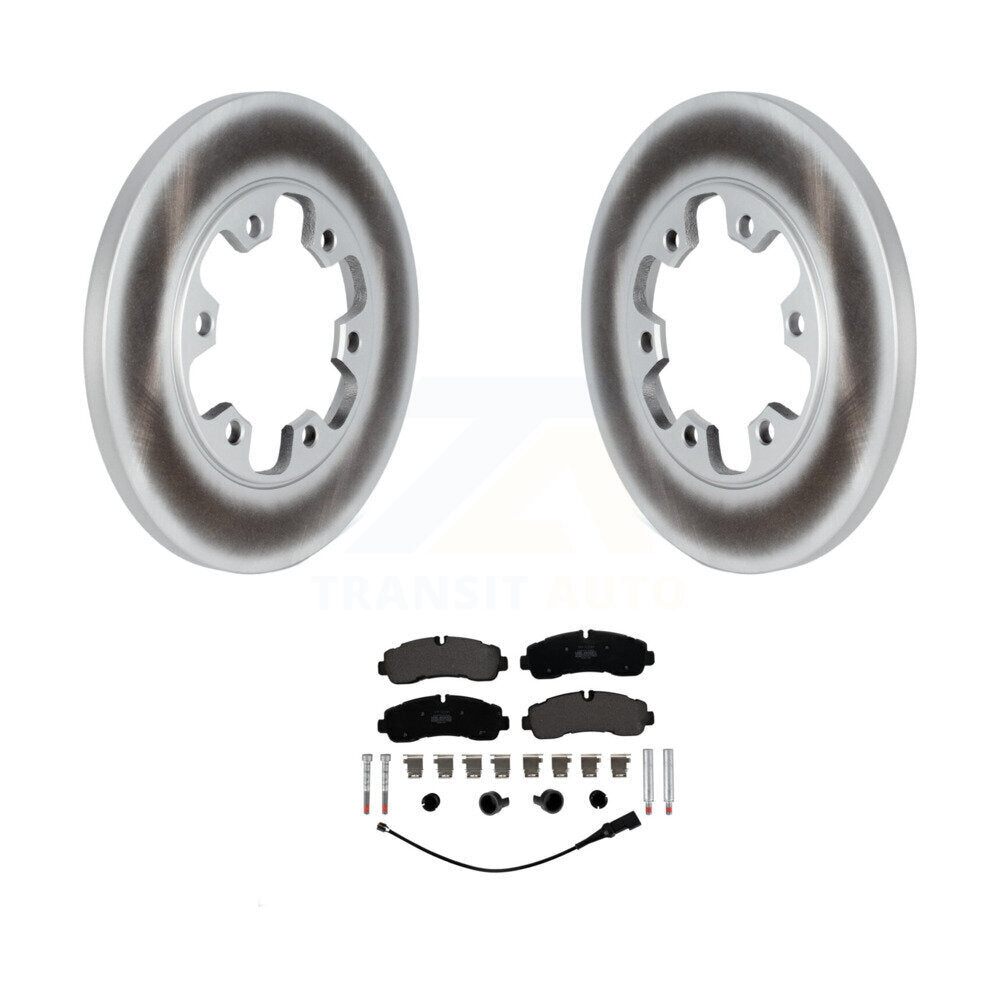 Coated Disc Brake Rotor & Semi-Metallic Pad Rear Kit For Ford Transit-350 HD AWD
