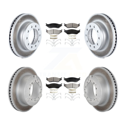 Coat Disc Brake Rotor Semi-Metallic Pad Front Rear Kit For Ford F-450 Super Duty